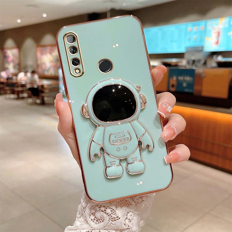 Ốp Điện Thoại Silicon Mềm Có Giá Đỡ Hình Vuông Mạ Sang Trọng Cho Huawei Y6 Y7 Pro Y9 Prime 2019 Y7A Y6P Y8P