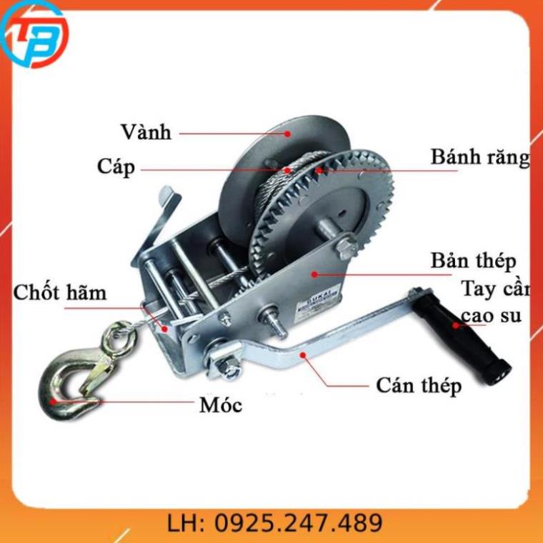 Tời quay tay 1200 - 550 kg CÁP THÉP Thái Bình Vina