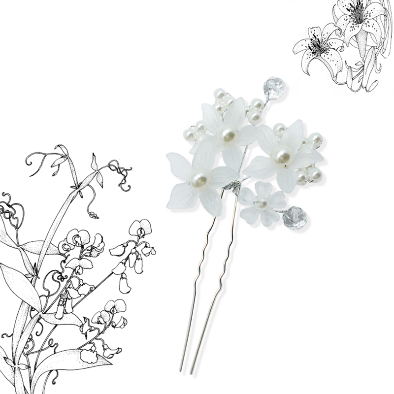 1 kẹp tóc cô dâu hình hoa đính ngọc trai sang trọng dành cho nữ