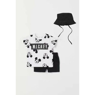 Set Bộ Mickey kèm mũ đen chất cotton cho bé trai