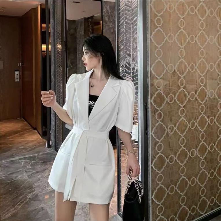 Áo vest nữ blazer tay ngắn quảng châu [VIDEO + ẢNH THÂT] 2  màu trắng và đen phong cách Hà Quốc, ulzzang A98 | BigBuy360 - bigbuy360.vn
