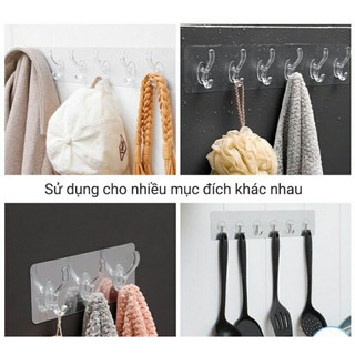 Thanh Treo Đồ Dán Tường 6 Móc Liền Mạch Trong Suốt Siêu Chắc