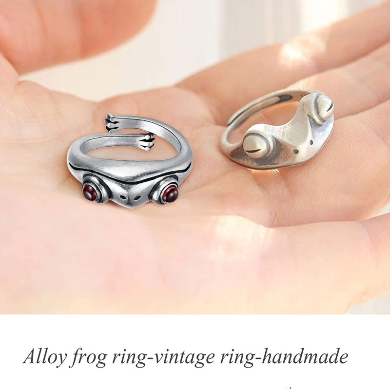 Set 2 Nhẫn Cặp Có Thể Điều Chỉnh Kích Cỡ Họa Tiết Động Vật Dễ Thương