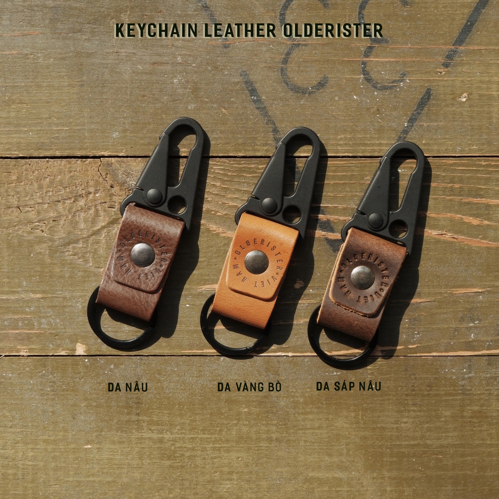 Móc khóa khoen cài da bò - Olderister - Keychain Leather