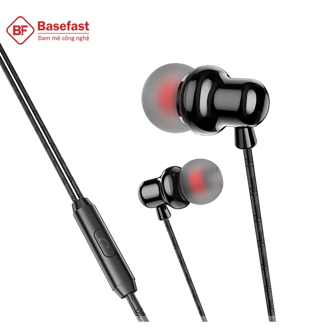 Tai Nghe Dây Cao Cấp Có Núm Cao Su Jack 3.5 Basefast TN02 - Âm Thanh Sống Động Bảo Hành 12 Tháng