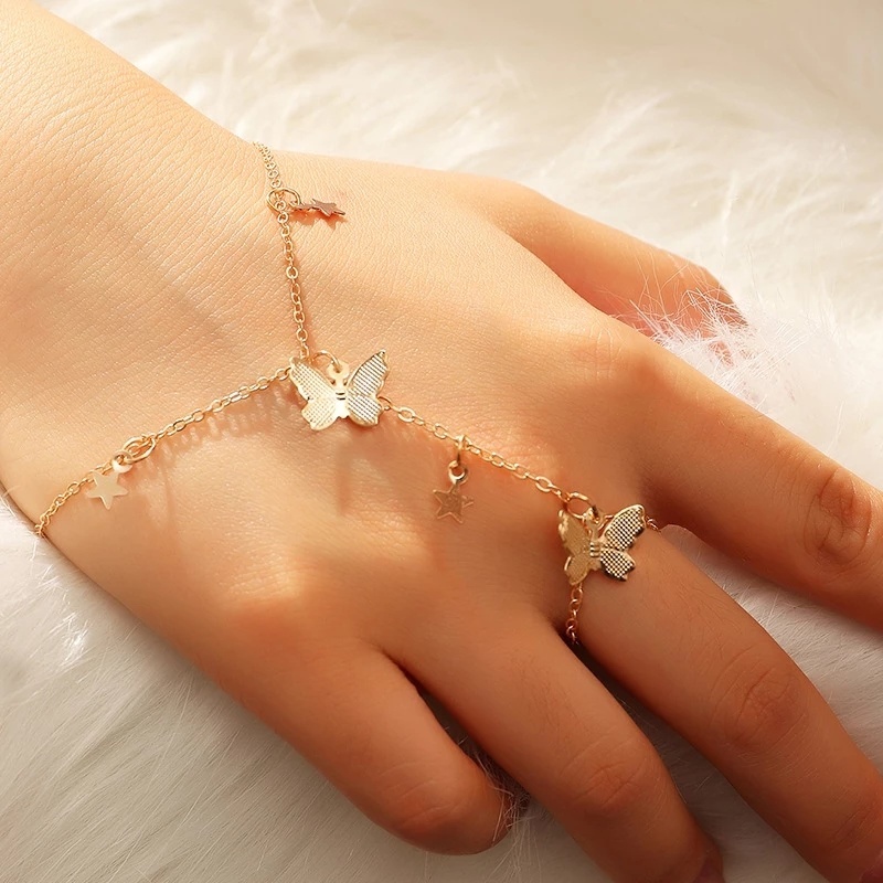 Vòng Tay/Vòng Tay Hình Bướm Đơn Giản 2 Trong 1 Thời Trang Cổ Điển Cho Nữ