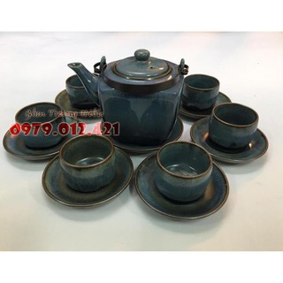 Bộ ấm chén Bát Tràng men hỏa biến