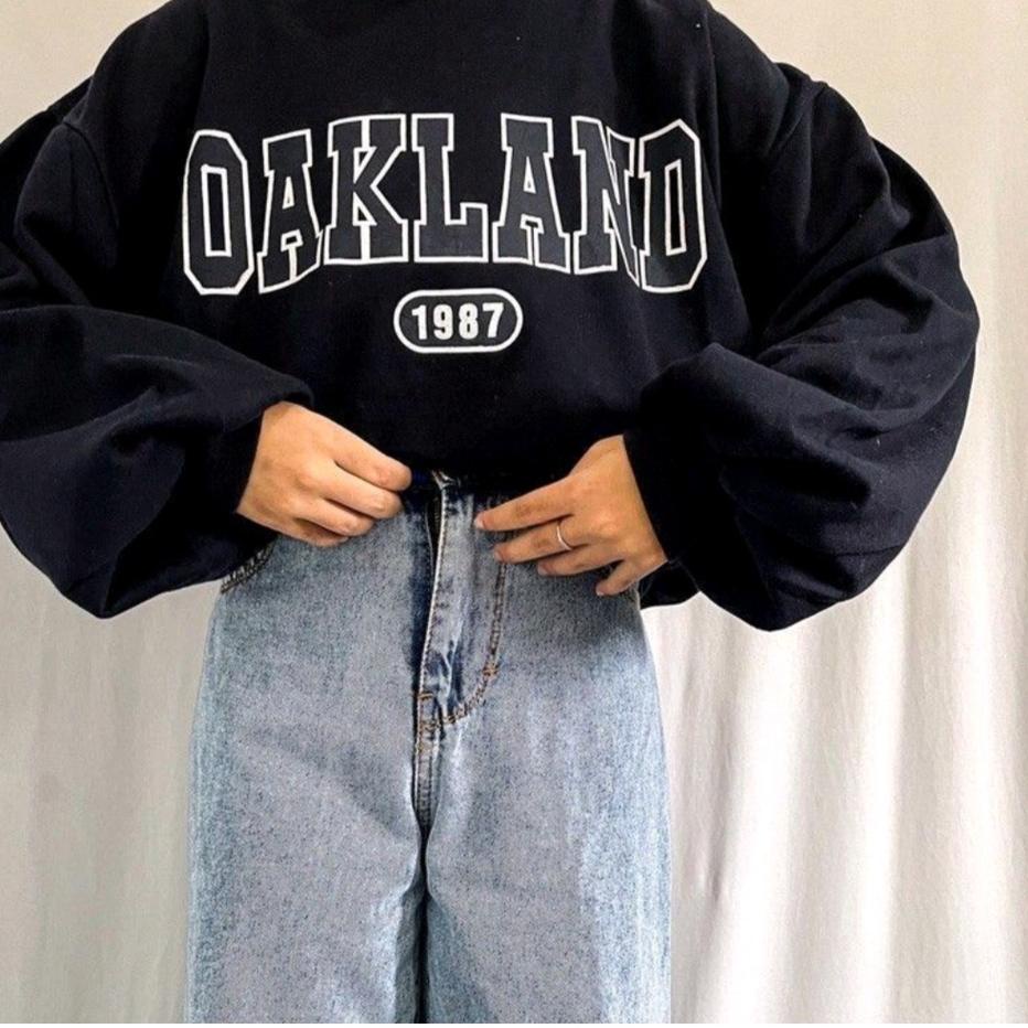 Áo Hoodie Cổ Thuyền Krunek Hudie Hodie Chất Liệu Dày Dặn Thời Trang Ngọt Ngào Có Mũ Trùm Đầu 3.3 OAKLAND Dành Cho Bạn Nữ Tuổi Teen