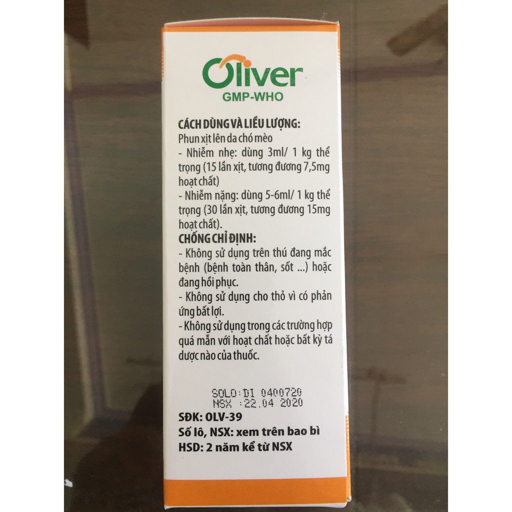 OLIVER FIPRONIL 10 ML & 100ML(DUNG DỊCH PHUN XỊT TRỊ VE, GHẺ, BỌ CHÉT TRÊN CHÓ MÈO)