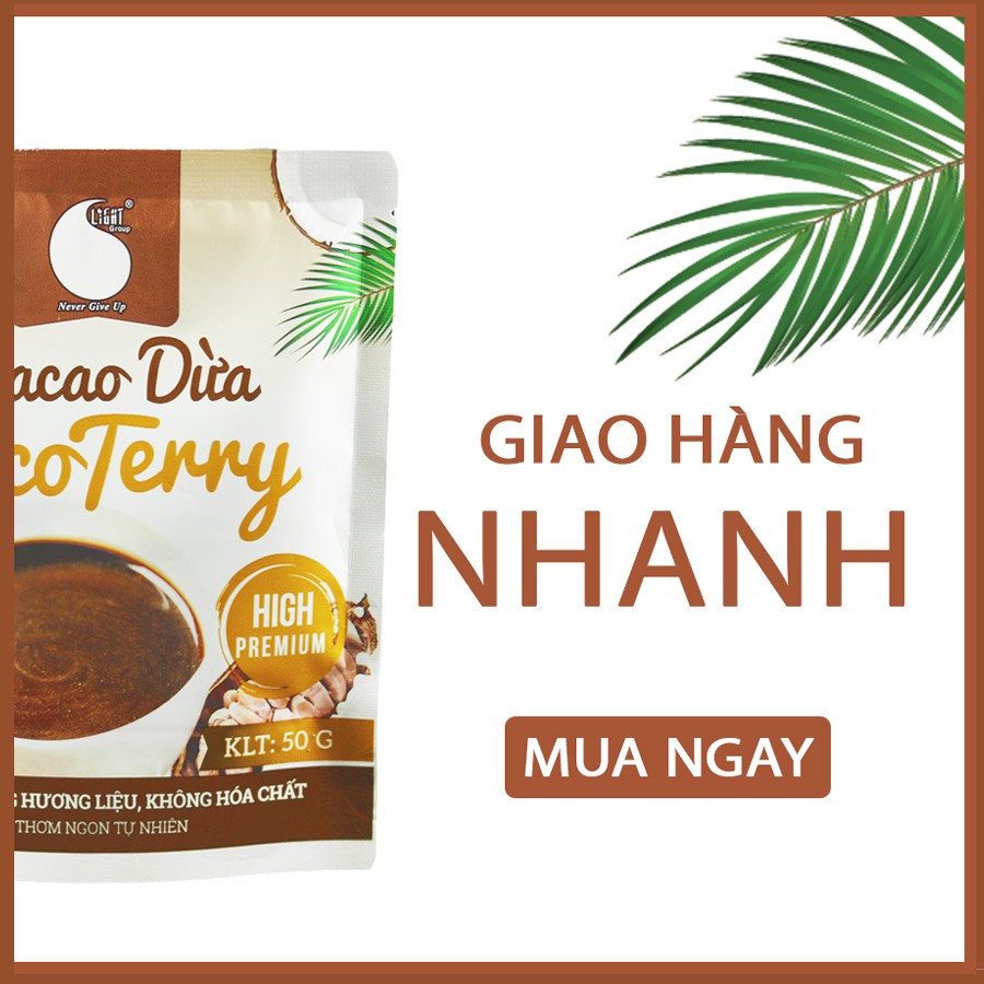 Combo 5 gói Cacao sữa dừa CocoTerry đậm đà, thơm ngon, tiện lợi Light coffee - Gói 50g