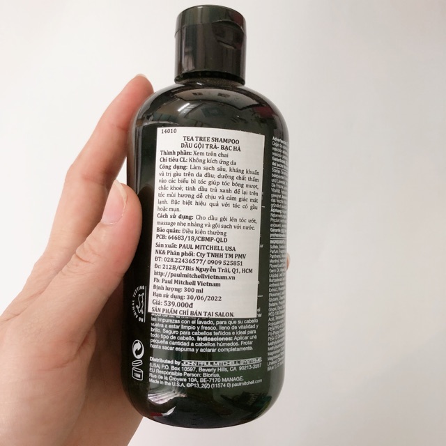 DẦU GỘI TRÀ XANH BẠC HÀ NGĂN GÀU KHÁNG KHUẨN PAUL MITCHELL TEA TREE SPECIAL SHAMPOO 300ML