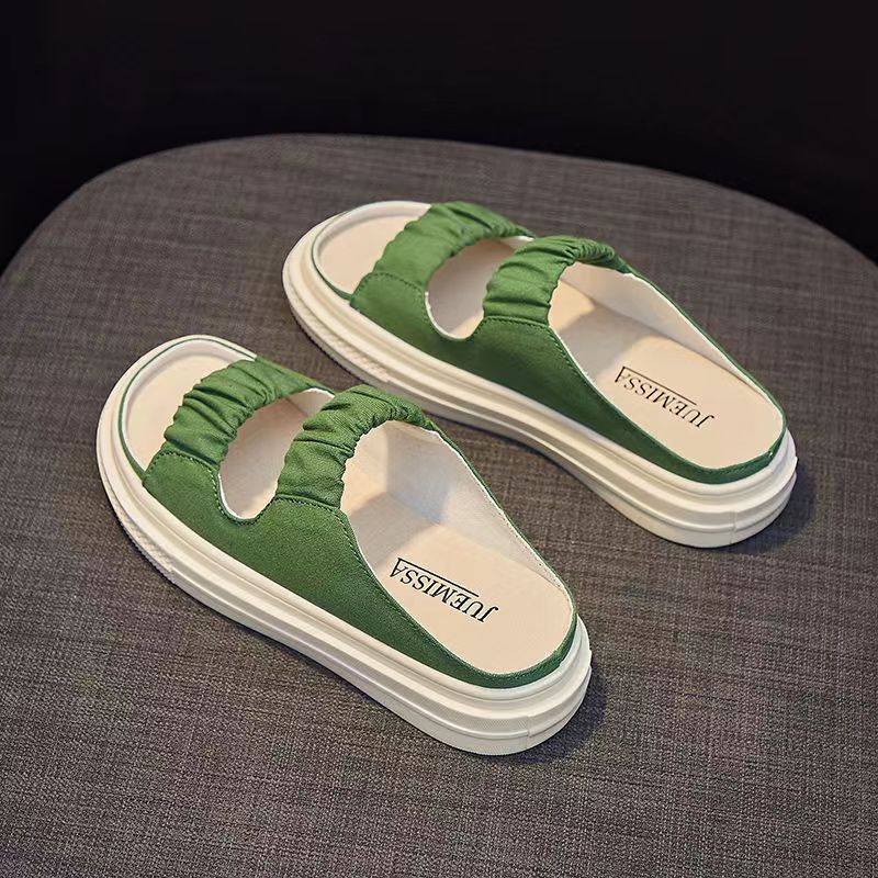 Dép quai ngang MS Tth077 canvas co giãn thời trang cho nữ