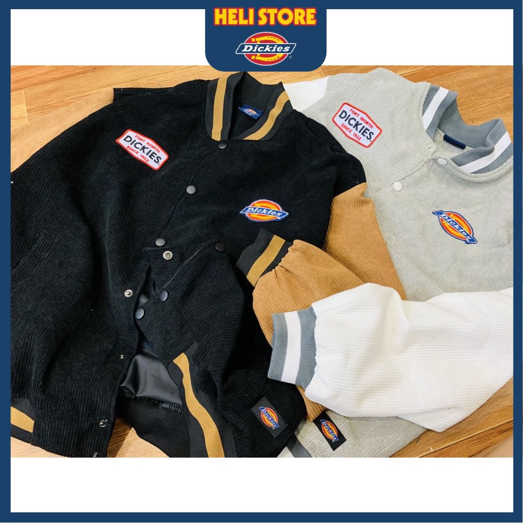 Áo Khoác Bomber Jacket Varsity Dickies - Form rộng oversize - Chất liệu nhung tăm cao cấp.