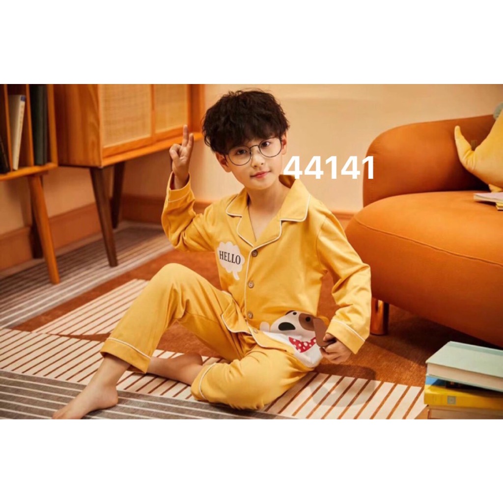 44141 Bộ vàng chữ HELLO Bố và bé cao cấp mặc nhà vừa dễ thương lại mềm mại dễ chịu
