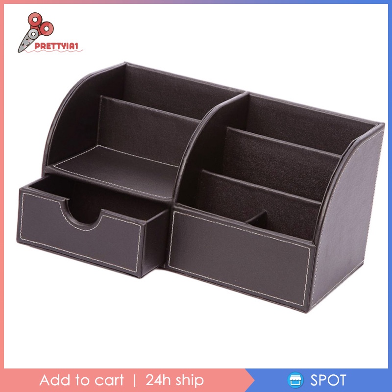 Hộp Đựng Bút Bằng Da Pu Để Bàn Màu Nâu Sắp Xếp Gọn Gàng Cho Trường Học / Văn Phòng 1