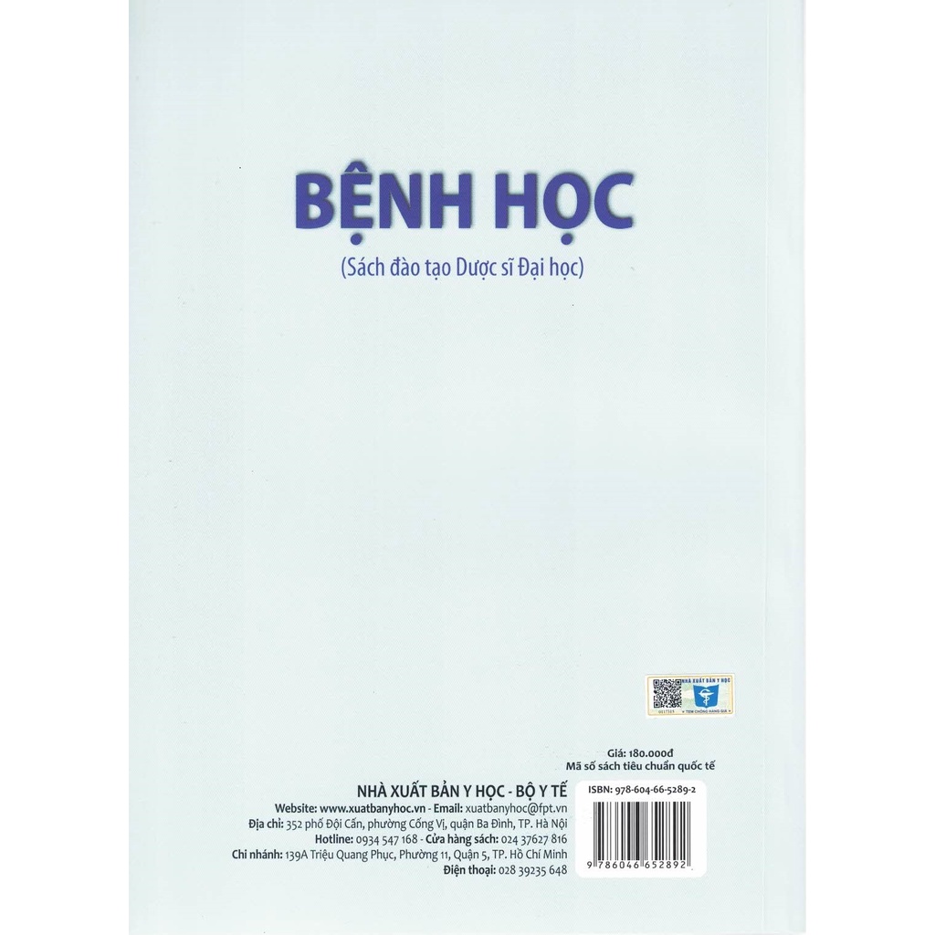 Sách - Bệnh Học (Sách Đào Tạo Dược Sĩ Đại Học)