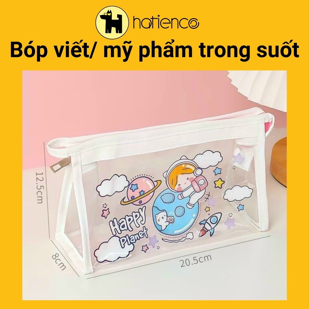 Hộp bút tam giác, túi đựng mỹ phẩm trong suốt siêu cute