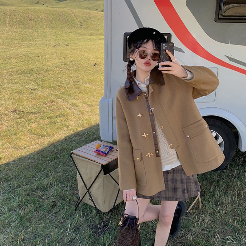 Áo Khoác Len Cổ Búp Bê Phong Cách Thu Đông Mới Cho Nữ