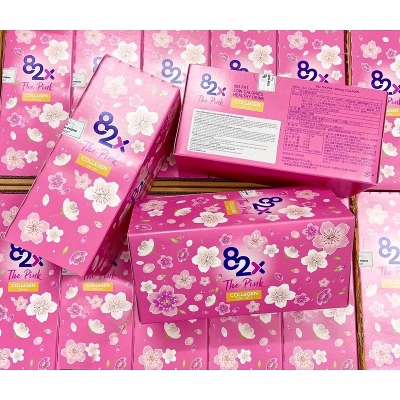 [Hàng Nhật] Nước uống collagen 82x the Pink, đẹp da giữ dáng - Hộp 10 chai