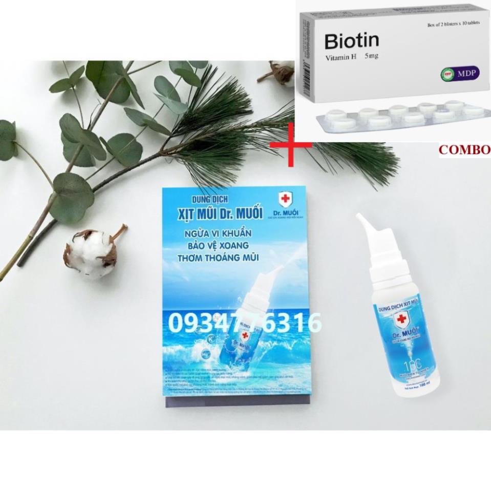 Combo Biotin 5mg+ ✅ [ Q.Gò Vấp] Dung dịch Xịt Mũi Dr. Muối, Thông Mũi, Sạch Khoang Mũi (100ml)