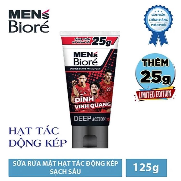 Sữa Rửa Mặt Men Biore Hạt Tác Động Kép Sạch Sâu 125g