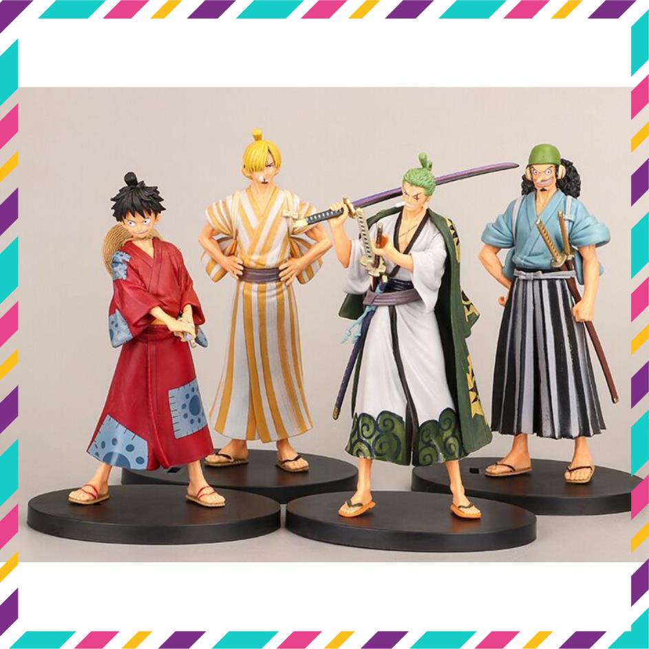 Mô Hình One Piece Vương Quốc Wano Luffy, Zoro, Usop, Sanji, Nami, Brook, Choper - Cao 20cm- Mô Hình Figure