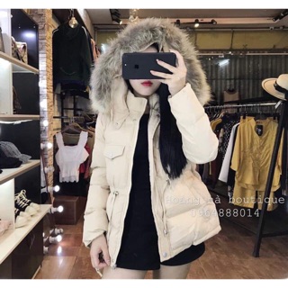 Áo phao rút eo dáng vừa về full màu be vàng đen