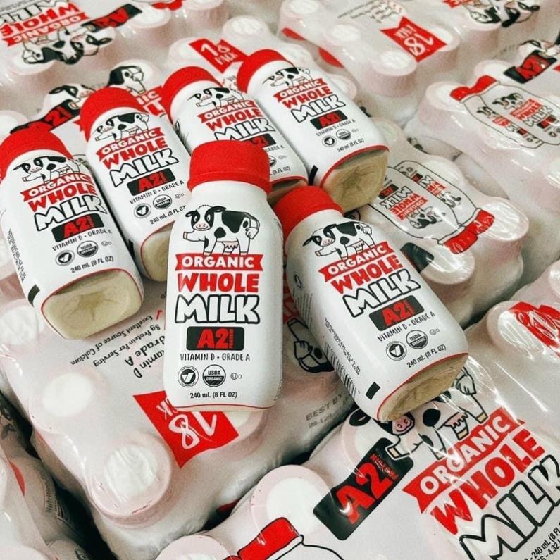 Date 7/24 Sữa tươi A2 Organic whole milk -thùng 18chai x 240ml