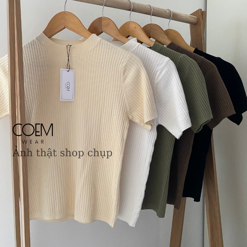 Áo len tay ngắn cổ tròn thời trang nữ đẹp hàng QCCC CW343