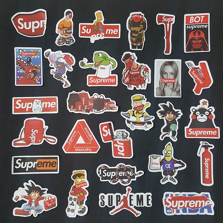 [KHÔNG ƯNG ĐỔI TRẢ] BỘ STICKER SUPREME CAO CẤP 25 CHIẾC- Dùng dán Xe, dán mũ bảo hiểm, dán Laptop...