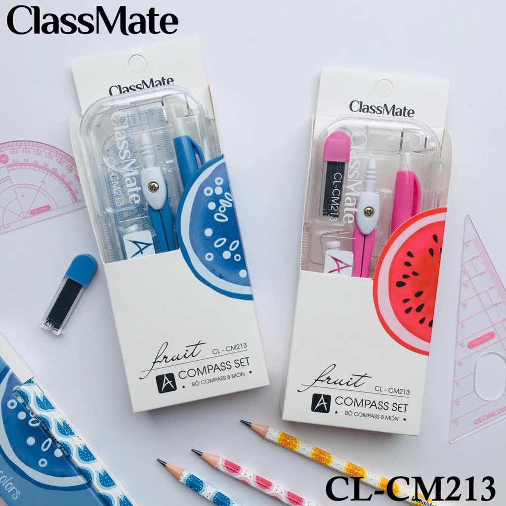 Bộ set compa ,eke 7 món/ 8 món –nhựa nguyên sinh Classmate – hàng đẹp – chuẩn chất lượng - vpp Diệp Lạc (sỉ/lẻ)