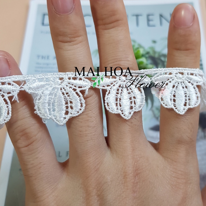 RC17 Cuộn 6 mét dây ren viền váy áo ren chỉ trắng dùng may đồ rộng 2cm Maihoaflower