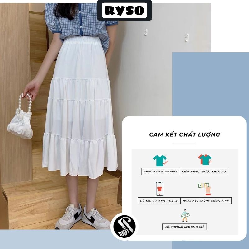 Chân Váy Dài Xếp Ly 3 Tầng Ulzzang Dáng Xòe Vintage Chất Voan Dài 2 Lớp | BigBuy360 - bigbuy360.vn
