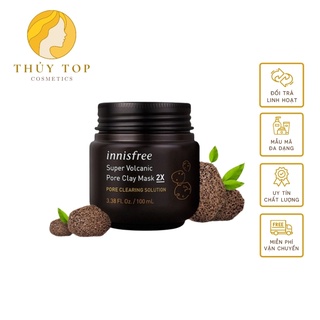 Mặt Nạ Đất Sét Innisfree Super Volcanic Pore Clay Mask 2x Làm Sạch Sâu Giúp Hết Mụn Đầu Đen Cho Làn Da Mềm Mịn