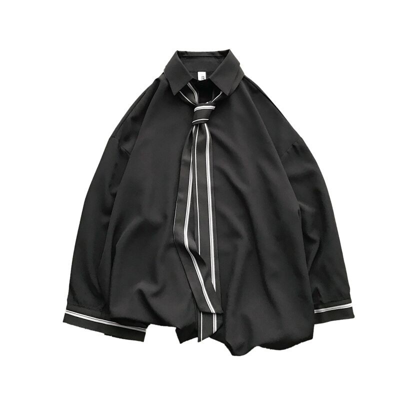 Áo Sơ Mi 3 Màu Phiên Bản Hàn Quốc Dài Tay Hợp Thời Trang Rời Drap Đứng Lên Dây Buộc Áo Sơ Mi Mỏng Phiên Bản Rộng Phong Cách Lười Áo Sơ Mi Miễn Phí Đầu Thu Áo Sơ Mi Dài Tay Bé Trai Quần Áo Bé Trai Mùa Xuân Mùa Hè Áo Sơ Mi Nam