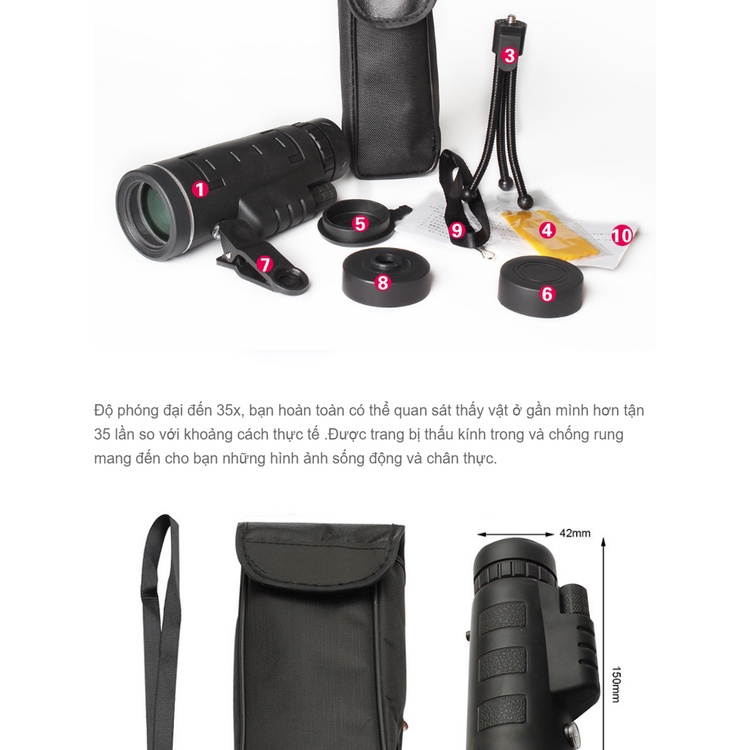,Ống Nhòm Xuyên Kính, Ống Nhòm Điện Thoại hồng ngoại
PANDA/MONOCULAR 1 Mắt Cao Cấp, Nhìn Siêu Xa, Siêu Nét