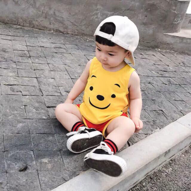 Bộ ba lỗ gấu vịt cute cho bé