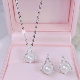 Bộ trang sức bạc, dây chuyền bạc, bông tai nữ sáng đẹp Minh Thoa silver