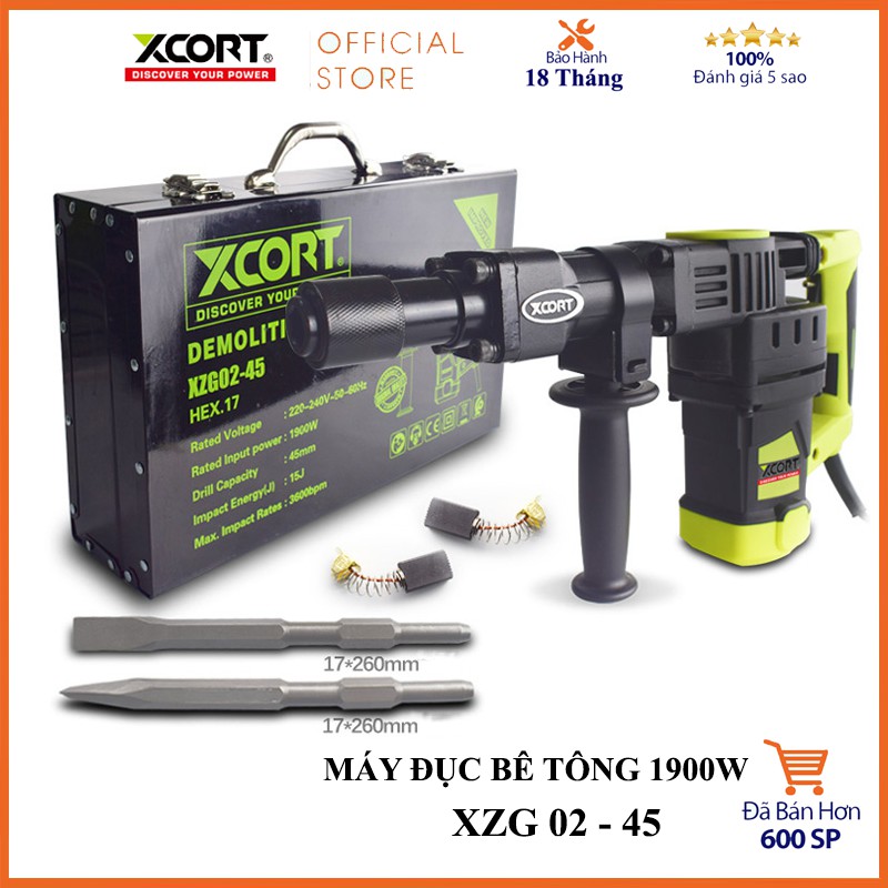 Máy đục bê tông, máy đục cầm tay 1900w XCORT Hàng Chính Hãng Bảo Hành 3 Năm