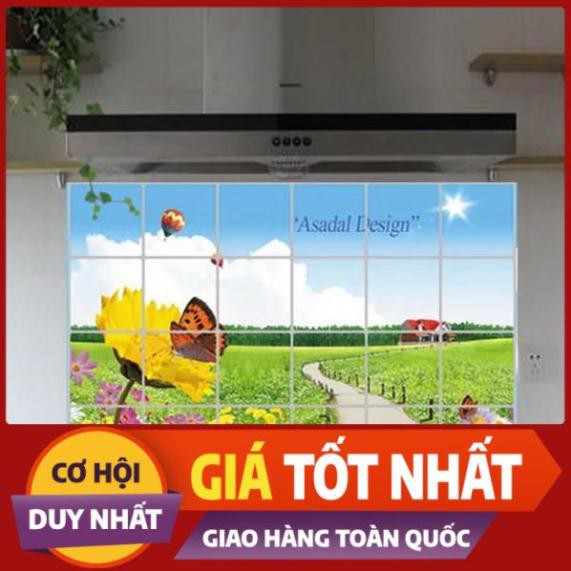 [HANG UY TÍN - GIÁ RẺ] Decal dán bếp tráng nhôm cách nhiệt size lớn - con đường cỏ hoa