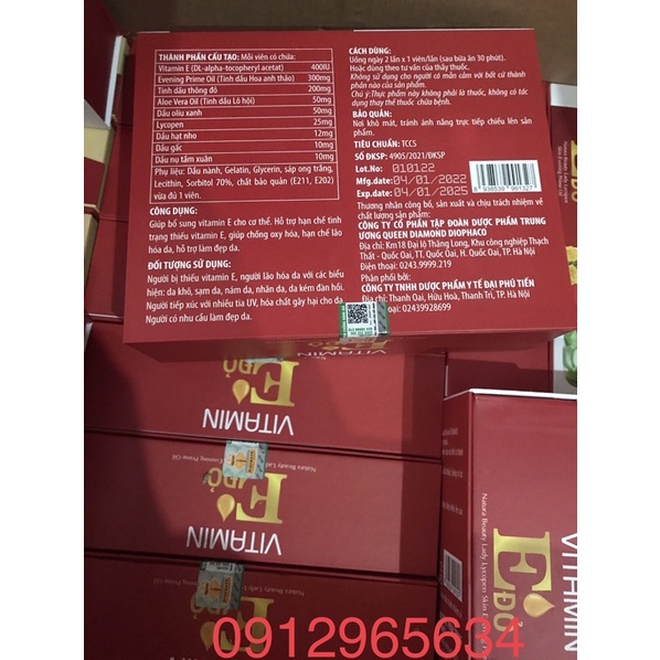 2 lọ Vitamin E đỏ giúp làm đẹp da chống lão hoá hạn chế nám chính hãng an toàn hiệu quả