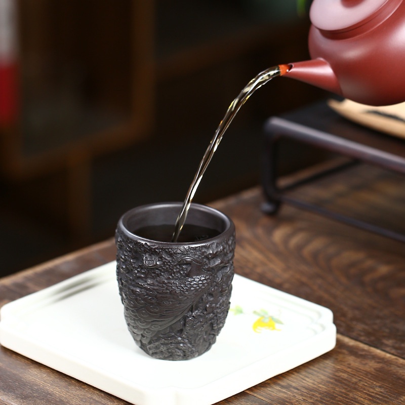 Chén Tử Sa Nghi Hưng Hoàng Mã Triều Phong, Chén Trà Thủ Công Toàn Chế Dung Tích 175 ml (Hắc Nê)
