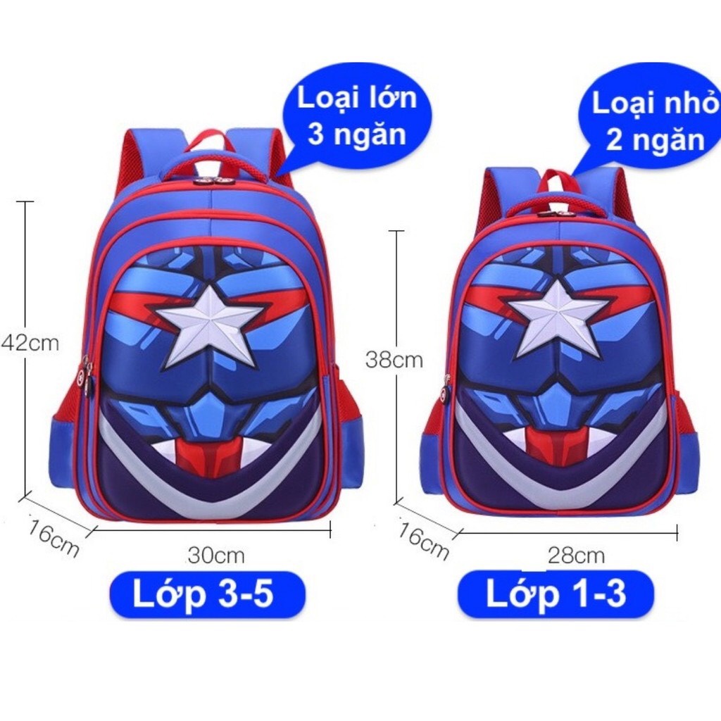 [TẶNG HỘP BÚT] BALO cho bé ,ba lô học sinh tiểu học họa tiết ĐỘI TRƯỞNG MỸ in nổi 3D