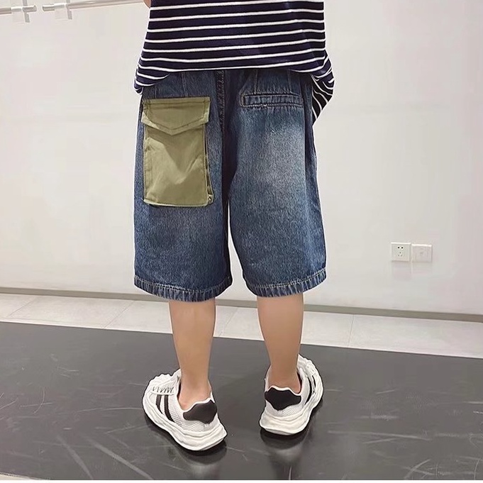 Quần Short Jean Ống Rộng Thời Trang Mùa Hè Dành Cho Bé Trai 3-15 Tuổi