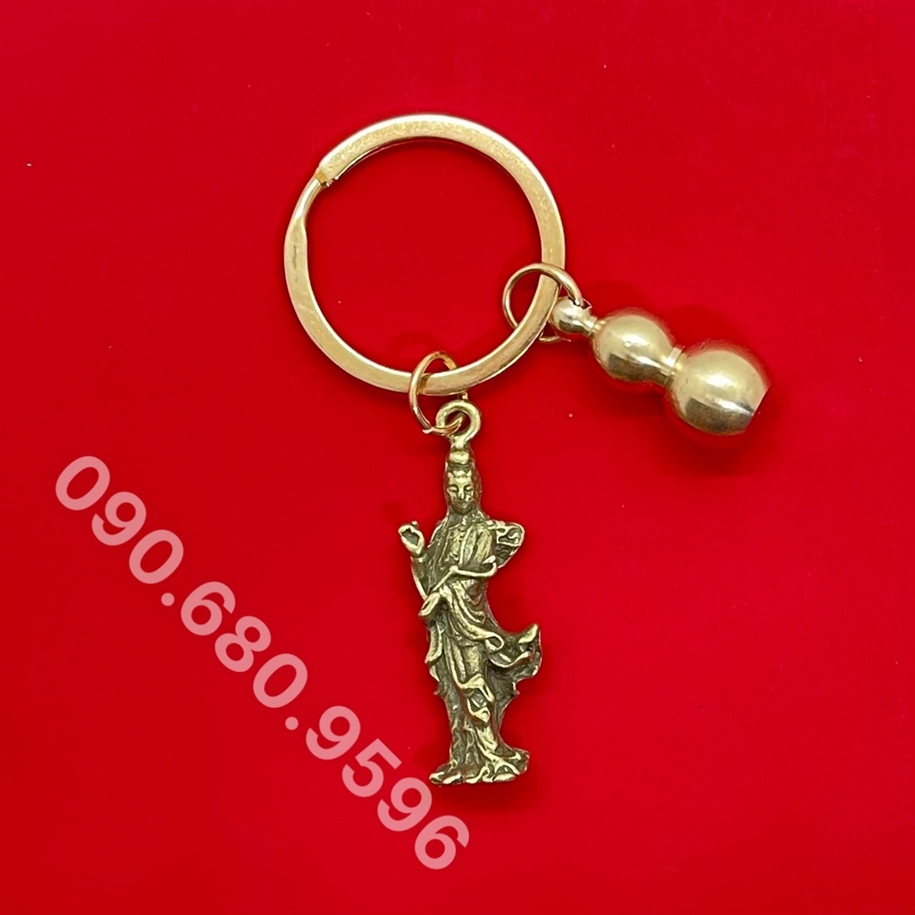 Móc Khóa Phong Thủy Quan Âm Bồ Tát + Hồ Lô