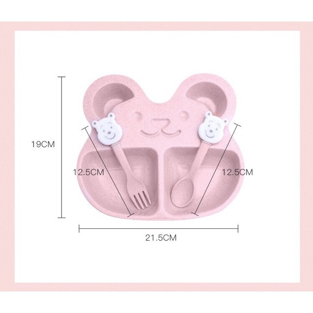 Khay Ăn Dặm Lúa Mạch Hình Gấu Chống rơi Vỡ