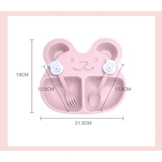 Khay Ăn Dặm Lúa Mạch Hình Gấu Chống rơi Vỡ