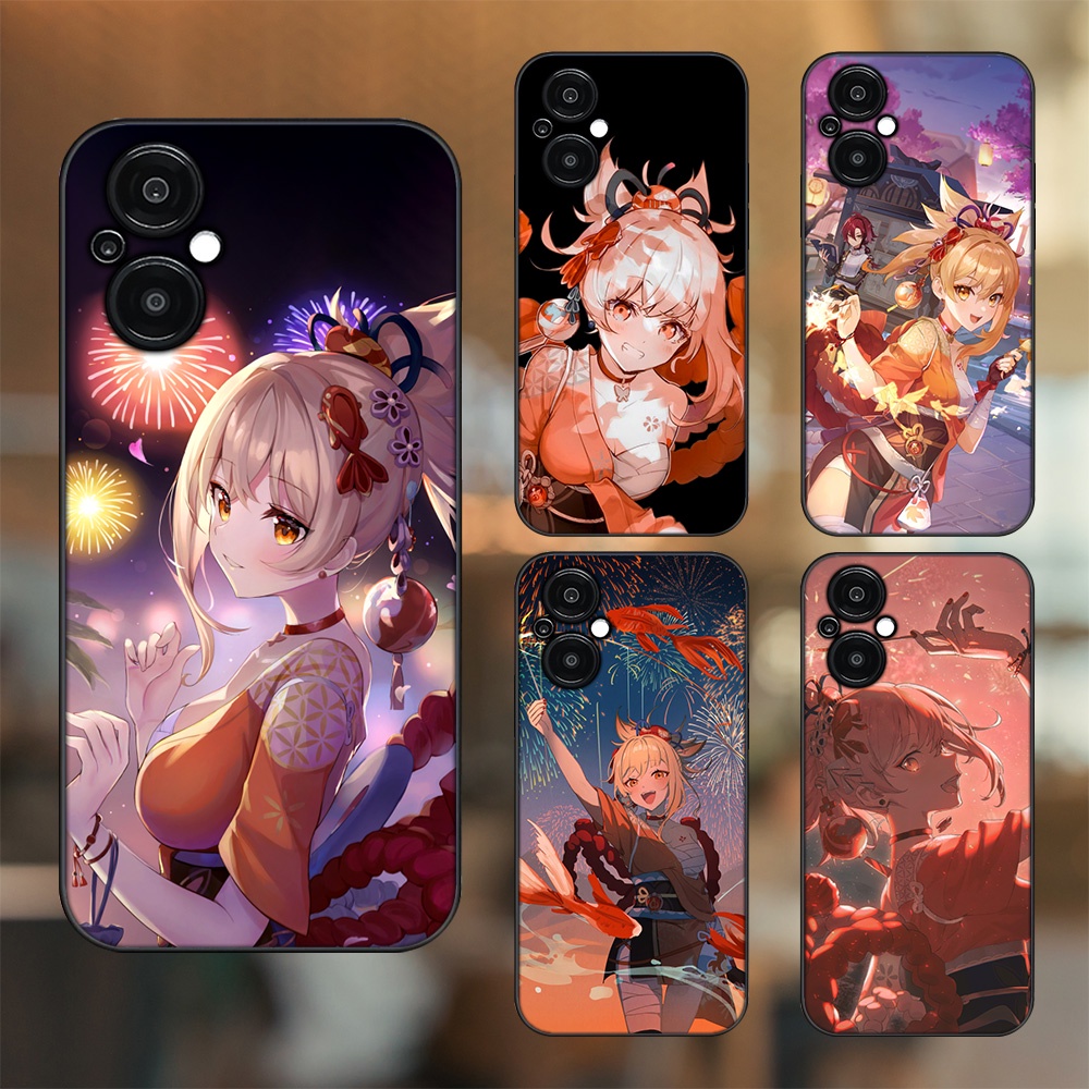 Ốp lưng Oppo Reno 8Z 5G viền đen in hình Yoimiya Genshin Impact