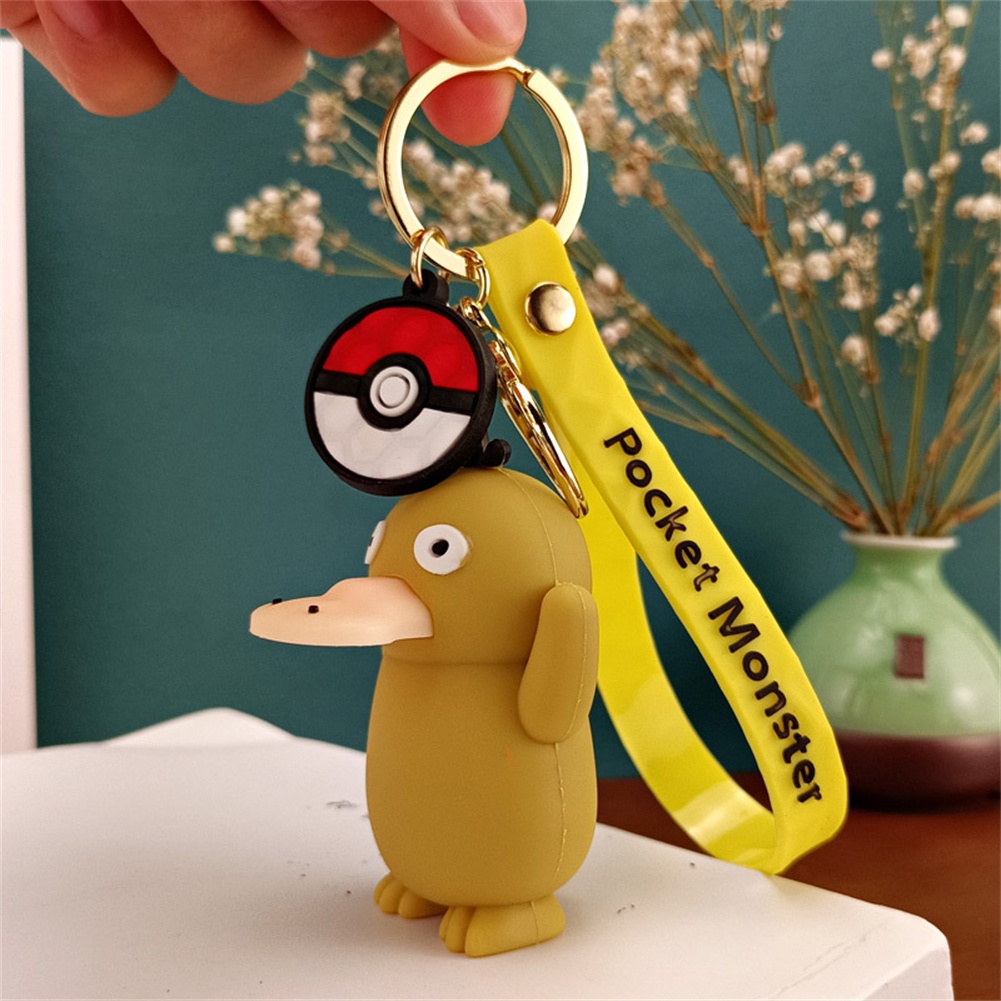 2022 New Psyduck phim hoạt hình phim hoạt hình Pokémon lên đến vịt Keychain Net Màu Đỏ sáu món quà nhỏ móc chìa khóa xe