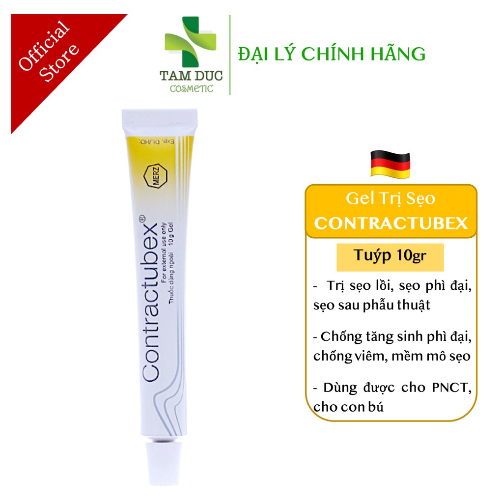 Gel mờ Sẹo CONTRACTUBEX [Tuýp 10g] - Dành cho sẹo lồi nhập khẩu từ Đức